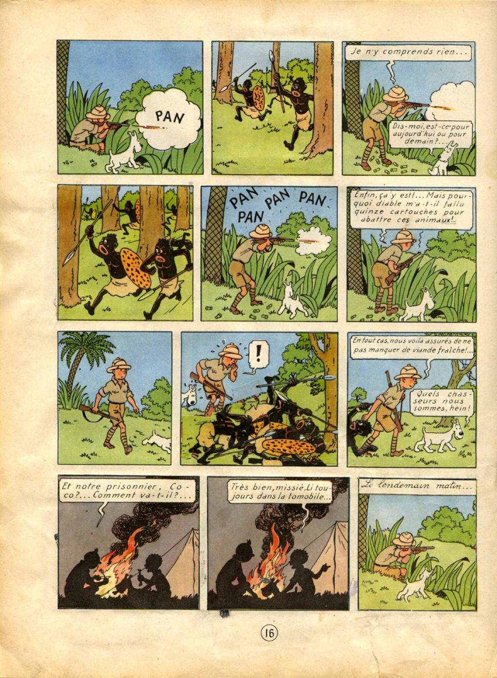 Les Aventures De Tintin Tintin Au Congo Et Les Animaux