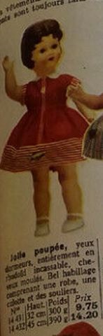 Vieille Poupée Gégé Celluloïd 39 Cm – Année 1957, Vintage France