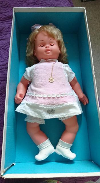 Poupée Gégé FRIMOUSSETTE 57cm, 1972, Corps Souple, Yeux Ouverts, Boîte D’époque