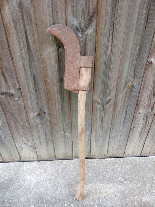 OUTIL ANCIEN SERPE SERPETTE EMONDOIR EN FER FORGE Gravé COUSIN à