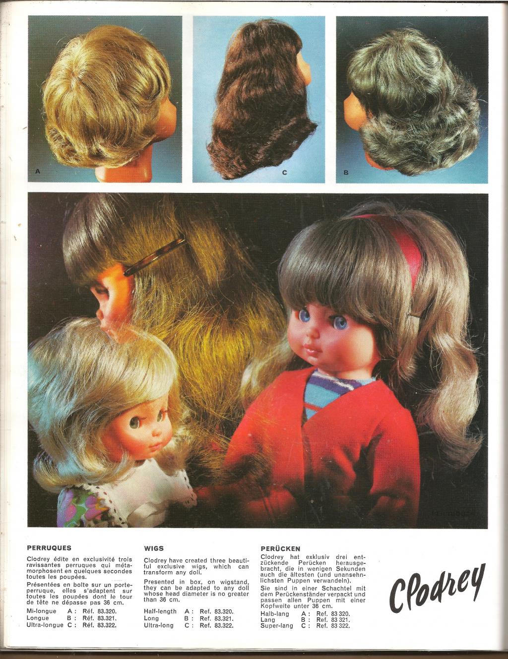 Poupée Vintage Clodrey Langeais Années 1970 - 52 Cm, Mode Fille France