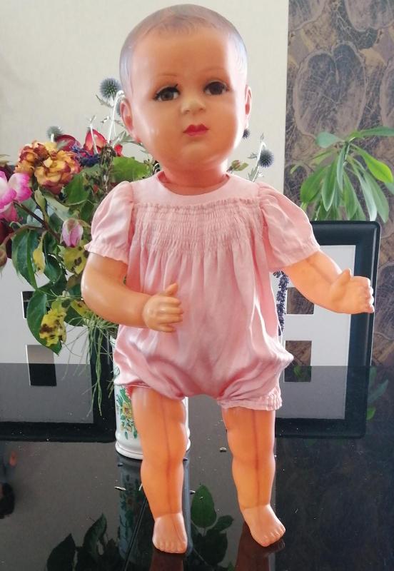 Ancien jouet poupon bébé poupée Jacky celluloïd SNF FRANCE Années