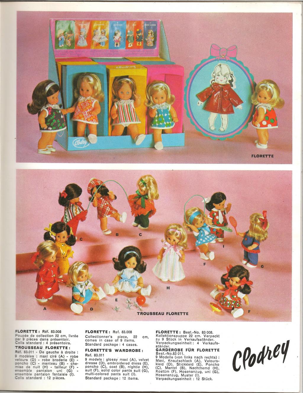 Poupée poupon vintage des années 70 70' Bichon ? Clodrey