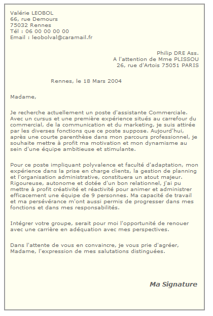 Exemple Lettre Motivation Spontanee