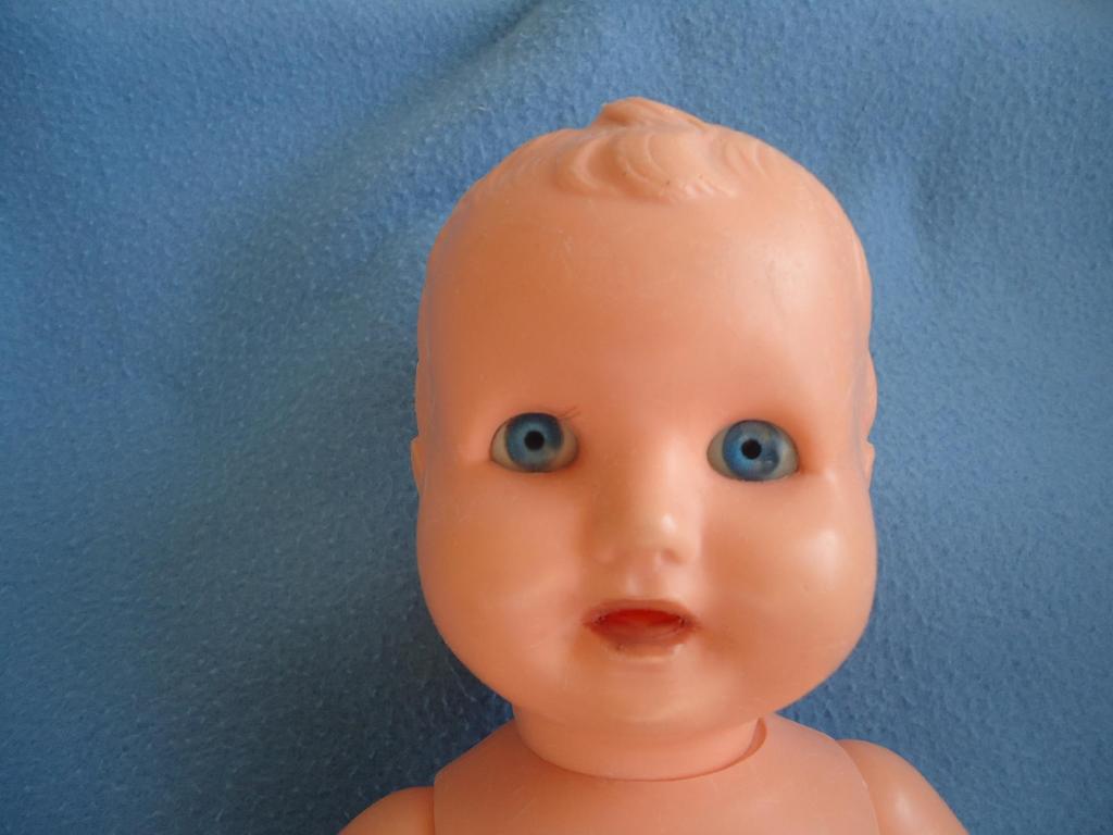 POUPON ANCIEN POUET FIBA 30 CM YEUX PEINTS BLEUS NUQUE GRAVE Assenay 10320