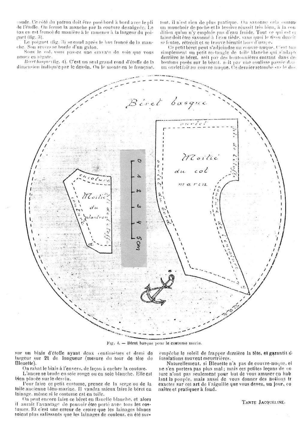 Petit Béret Marin Ancien Pour Poupée Mignonnette, Laine - France, Vers 1890
