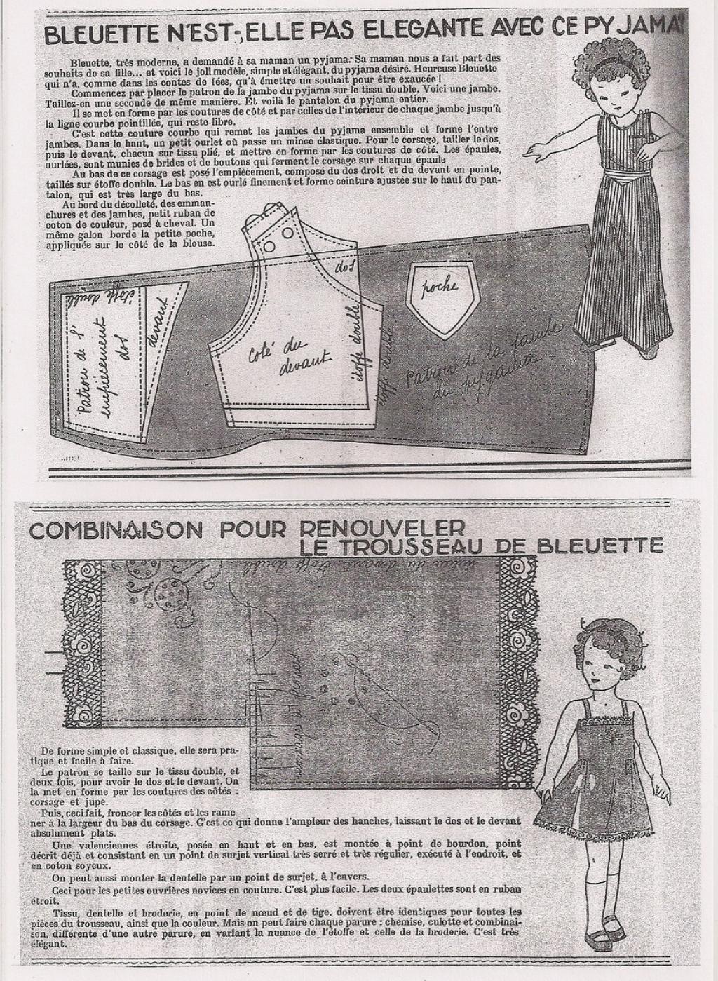 ANCIEN PATRON POUR La Poupee  Bleuette  Robe D'interieur Decembre