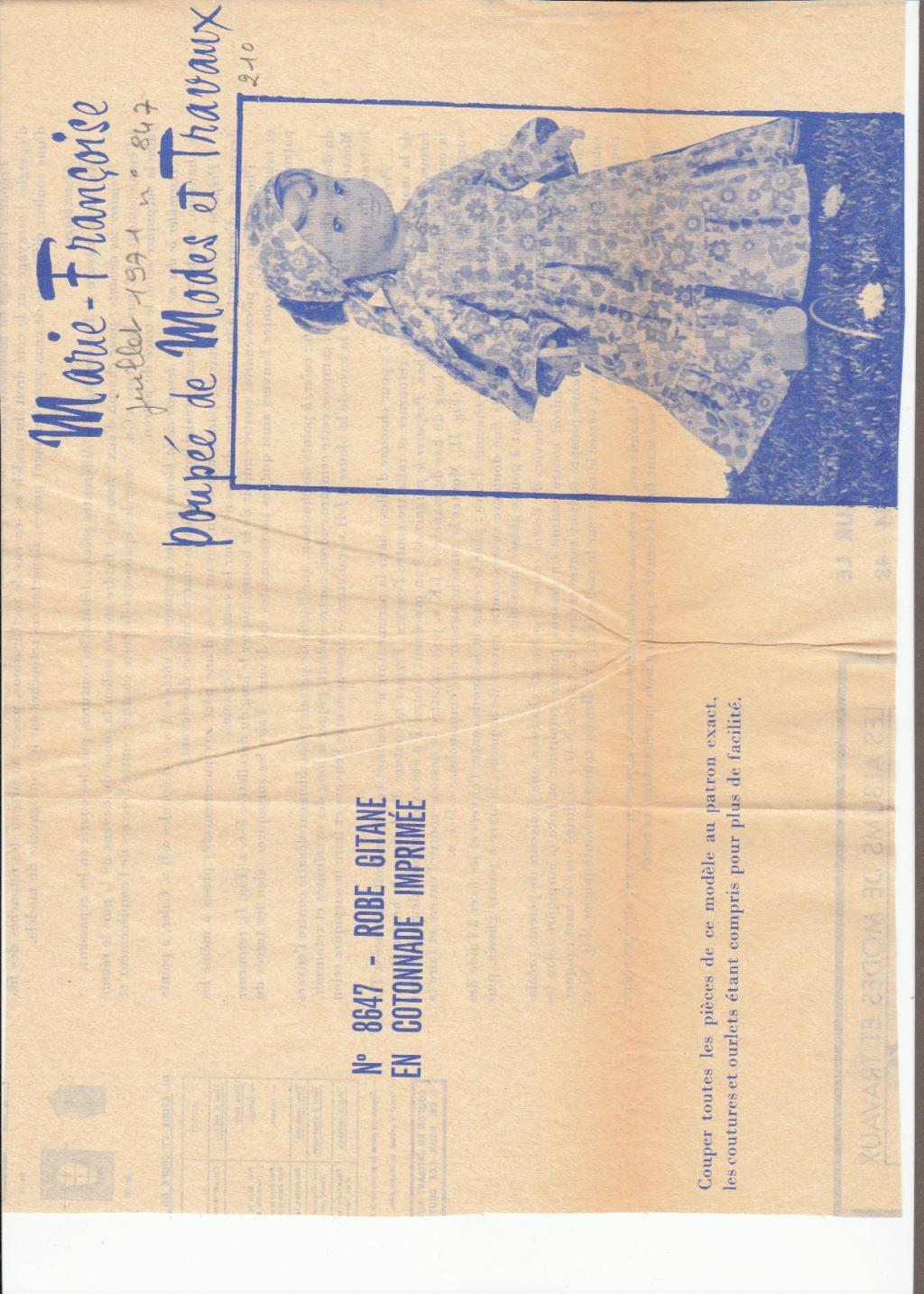 Page Poupées MODES ET TRAVAUX Avril 1971 Marie Françoise Jean Michel - Occasion
