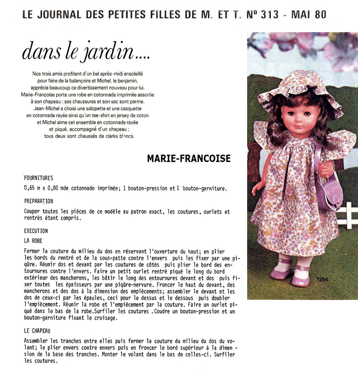 Page De Magazine Modes Et Travaux 01/1980 - Poupées, Marie Françoise, Jean Michel
