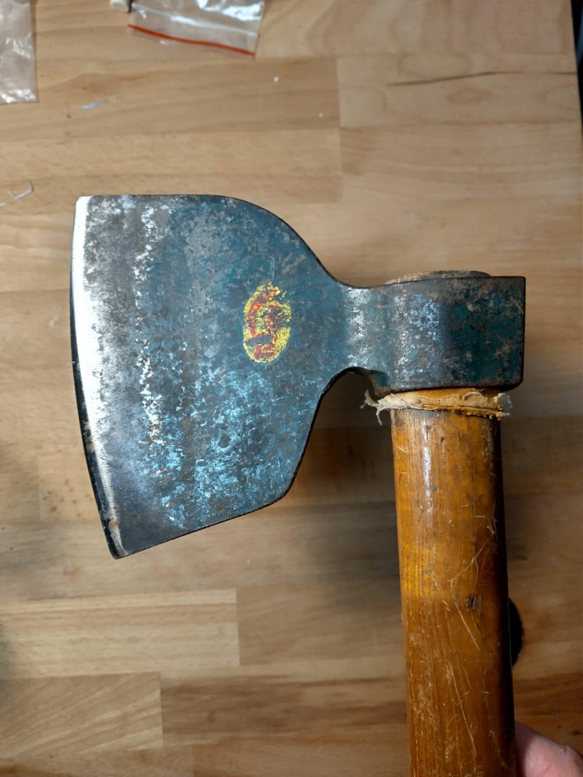 Ancienne Hache / Tête De Hache En Fer Forgée à La Main - Outil Vintage Rustique - Collection B3