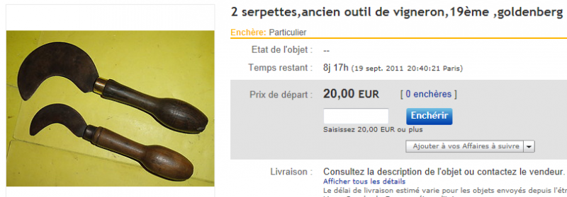 Lot De 3 Anciens Outils : Faucille, Serpe Et Serpette - Manches En Bois - Déco Artisanale